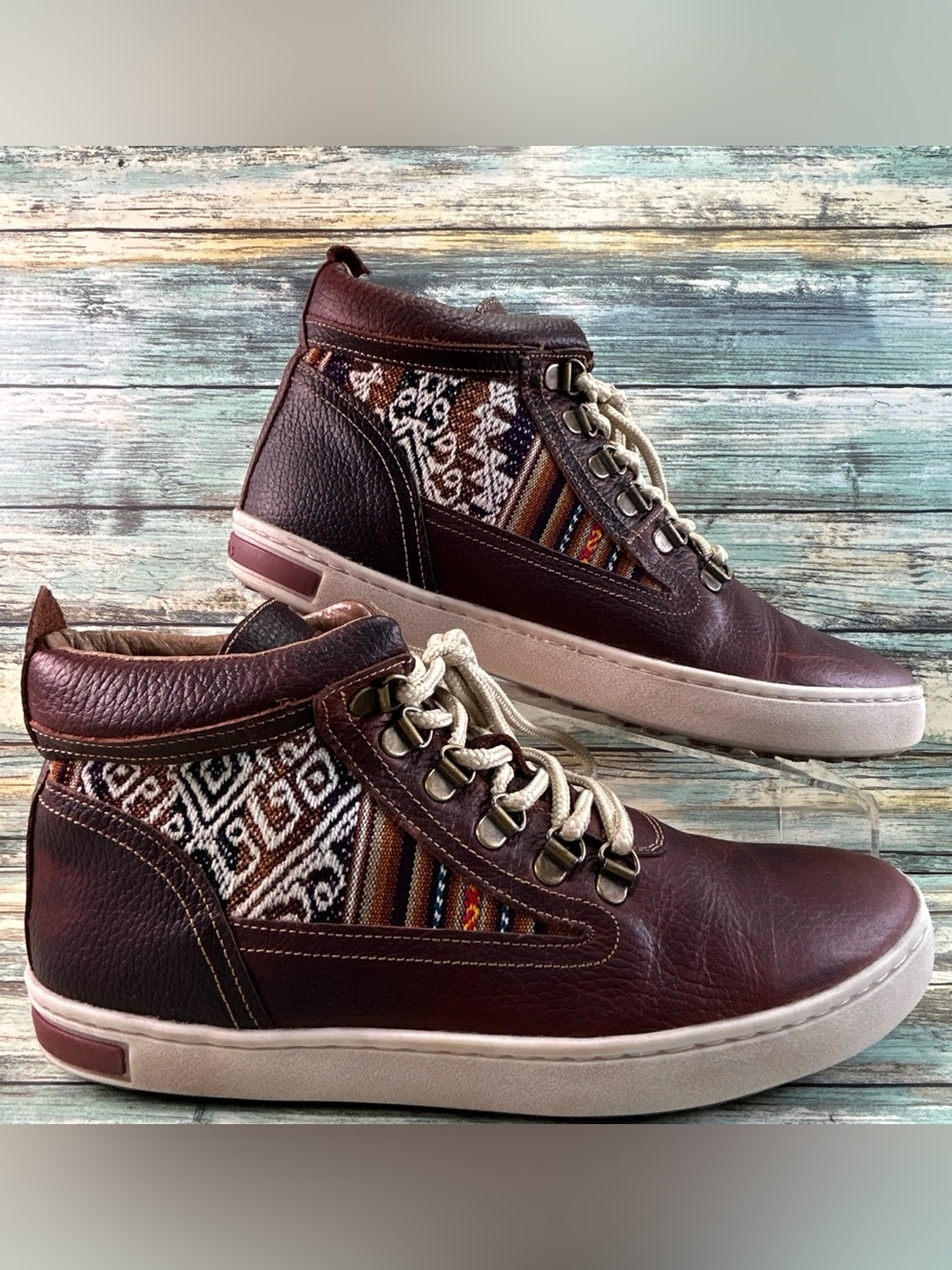 INKKAS Camping Sneaker Boot Womens 12M Brown Leather High Top Lace Up Casual